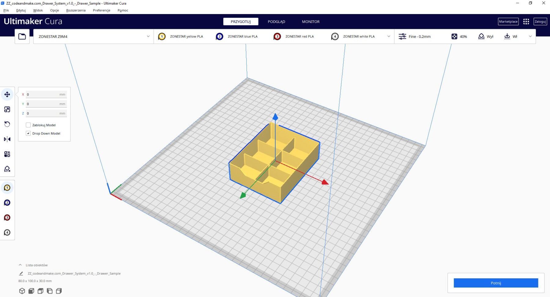 Zabawa i obsługa programu Cura i Slincer do drukarek 3 d